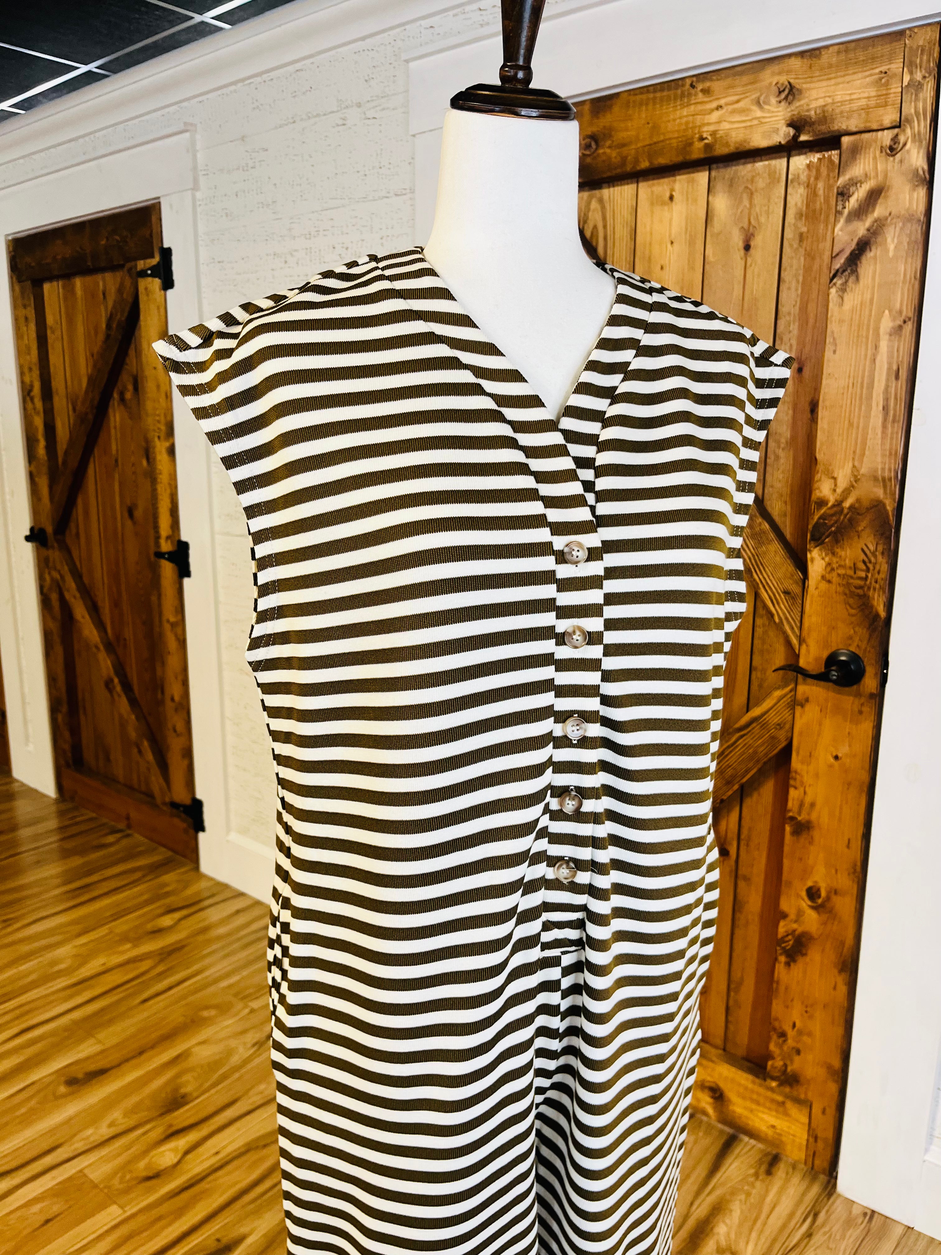 Women’s Mocha Stripe Jumpsuit- Oversized