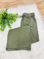 Women’s Evermmee Green Acid Wash Pants- Loose Fit