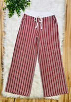 Women’s Zenana Rust Striped Ribbed Pant Set
