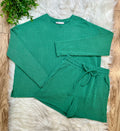 Women’s Zenana Green Ribbed Short Set