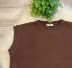 Women’s Zenana Sleeveless Sweater In Chocolate - Oversized Fit