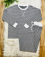 Women’s Zenana Grey Striped Ribbed Set