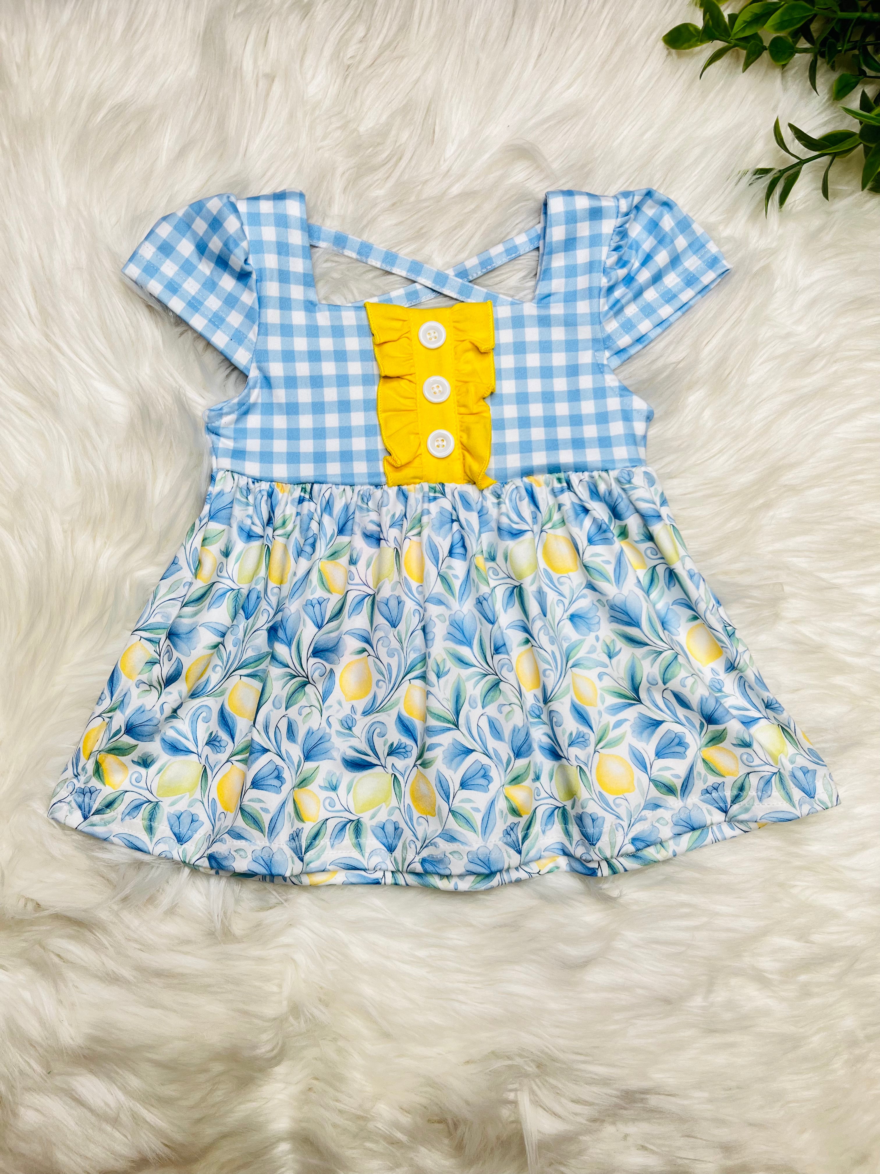 Girl’s Sunny Lemons Gingham Ruffle Set