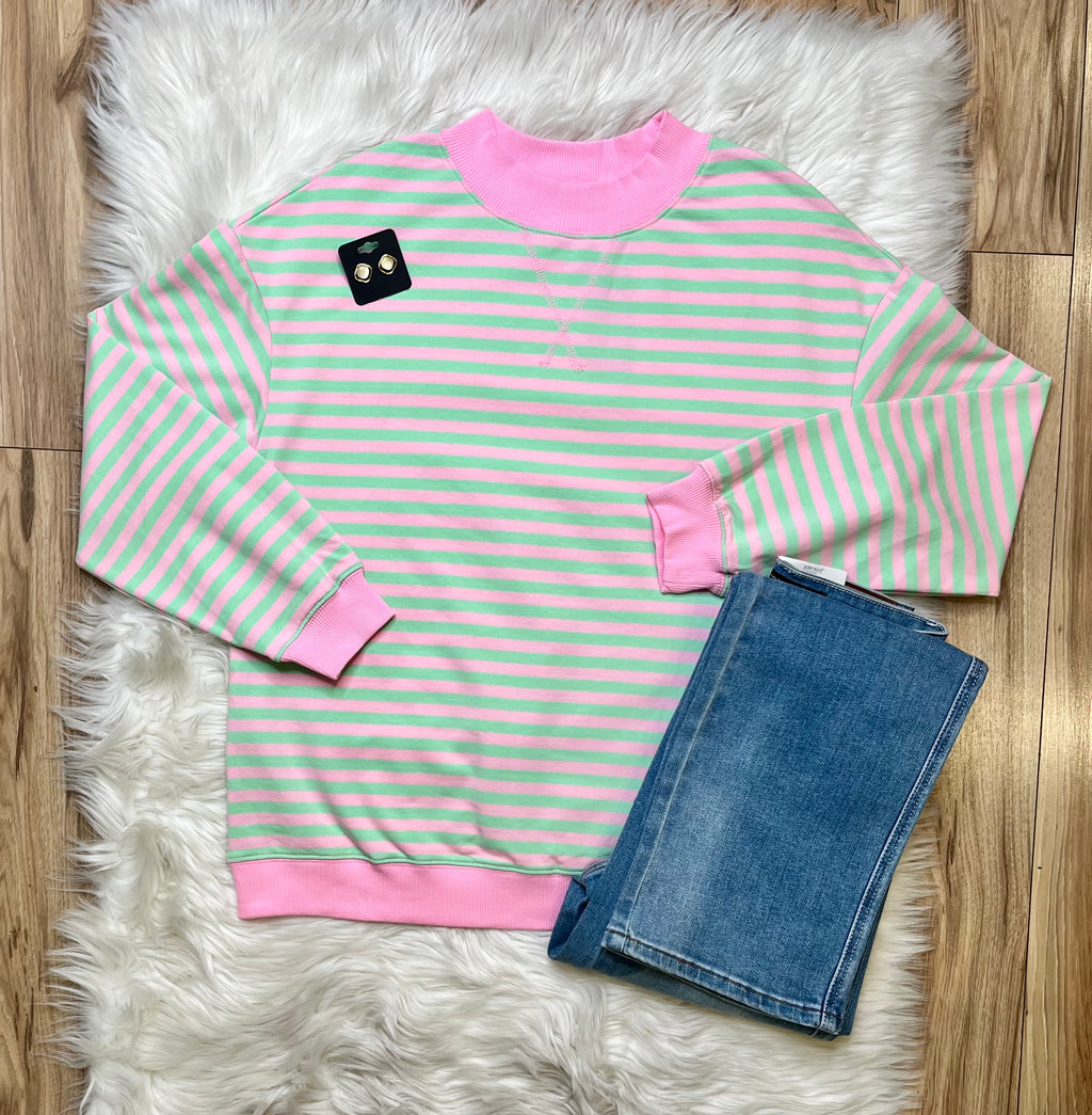 Women’s Evermmee Pink and Green Stripe Top- True to Size