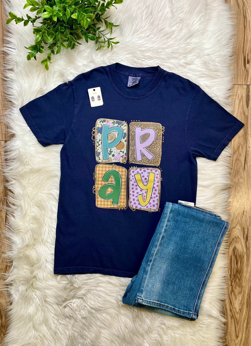 Women’s Comfort Color Patchwork Pray Tee