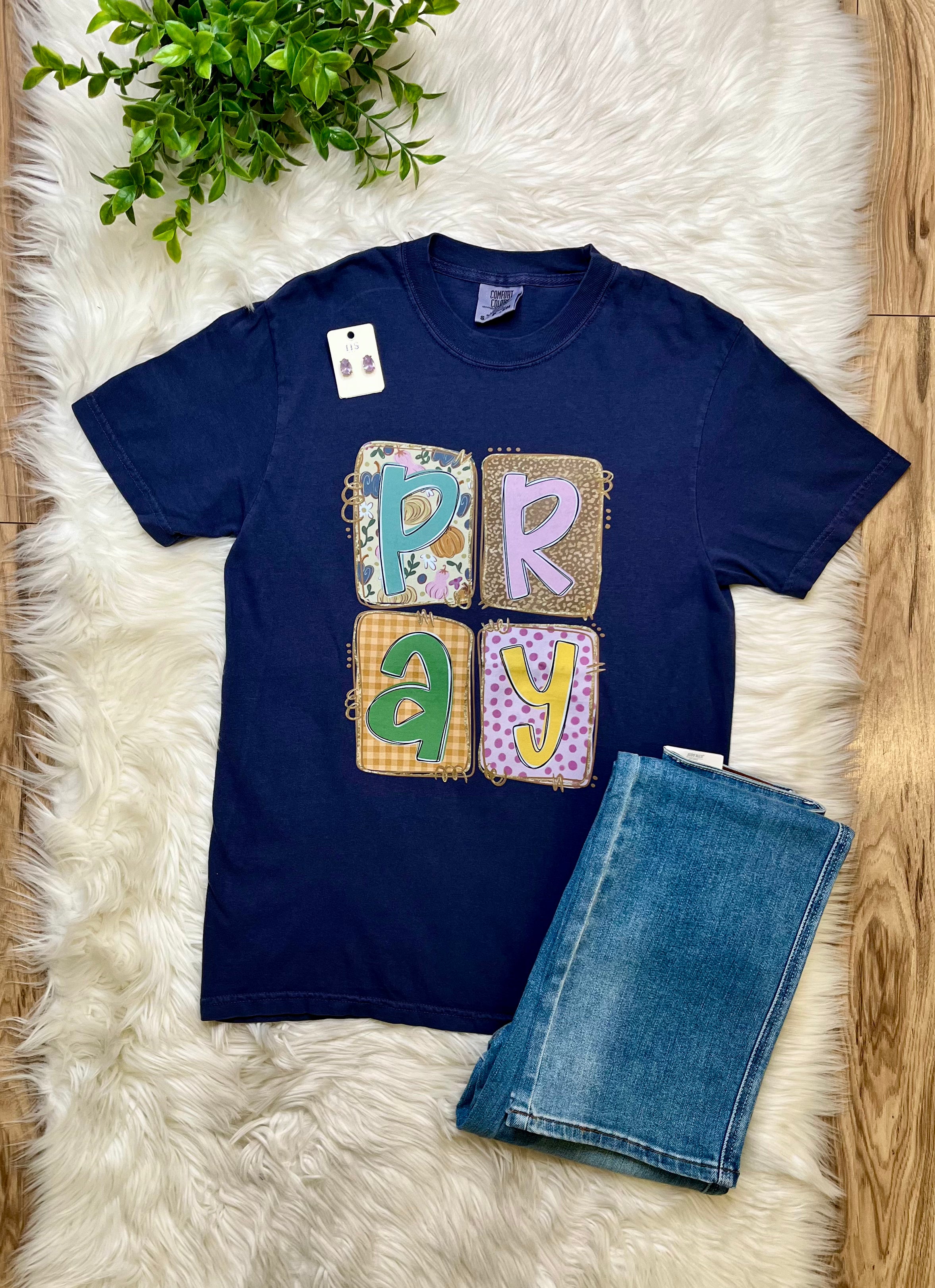 Women’s Comfort Color Patchwork Pray Tee