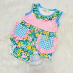 Girl’s Little Blossom Floral Pocket Bubble Romper