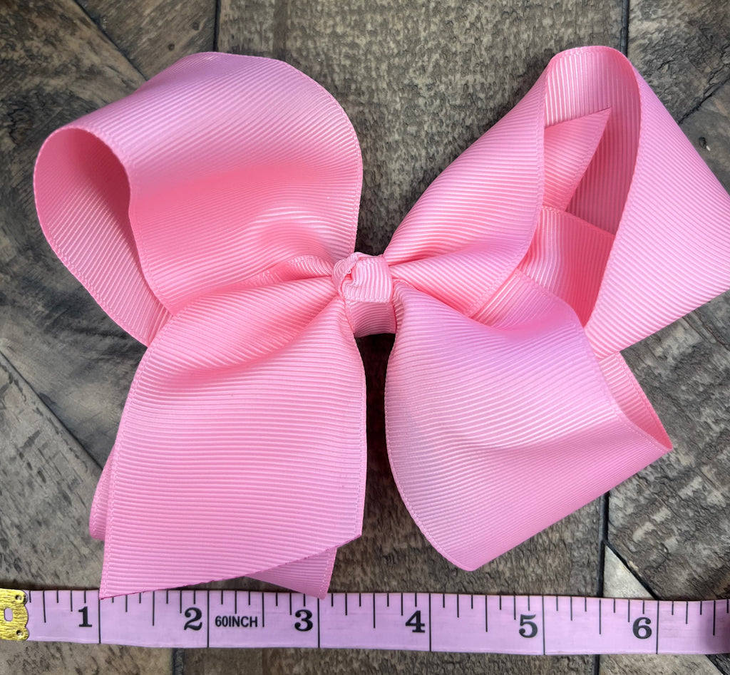 Hair Bow 6” Alligator Clip - Light Pink