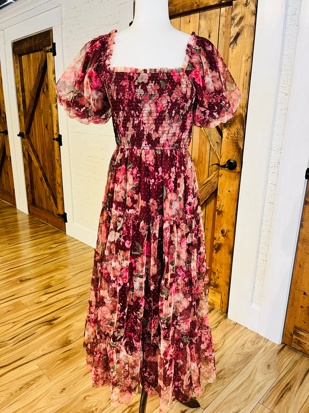 Women’s Blu Pepper Floral Burgundy Dress