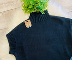 Women’s Black Sleeveless Knit Mock Neck Blouse