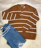 Women’s Zenana Trinity V-Neck Sweater In Dark Camel - True to Size