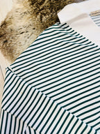 Stained Women’s Zenana Dark Green Striped Collared Set