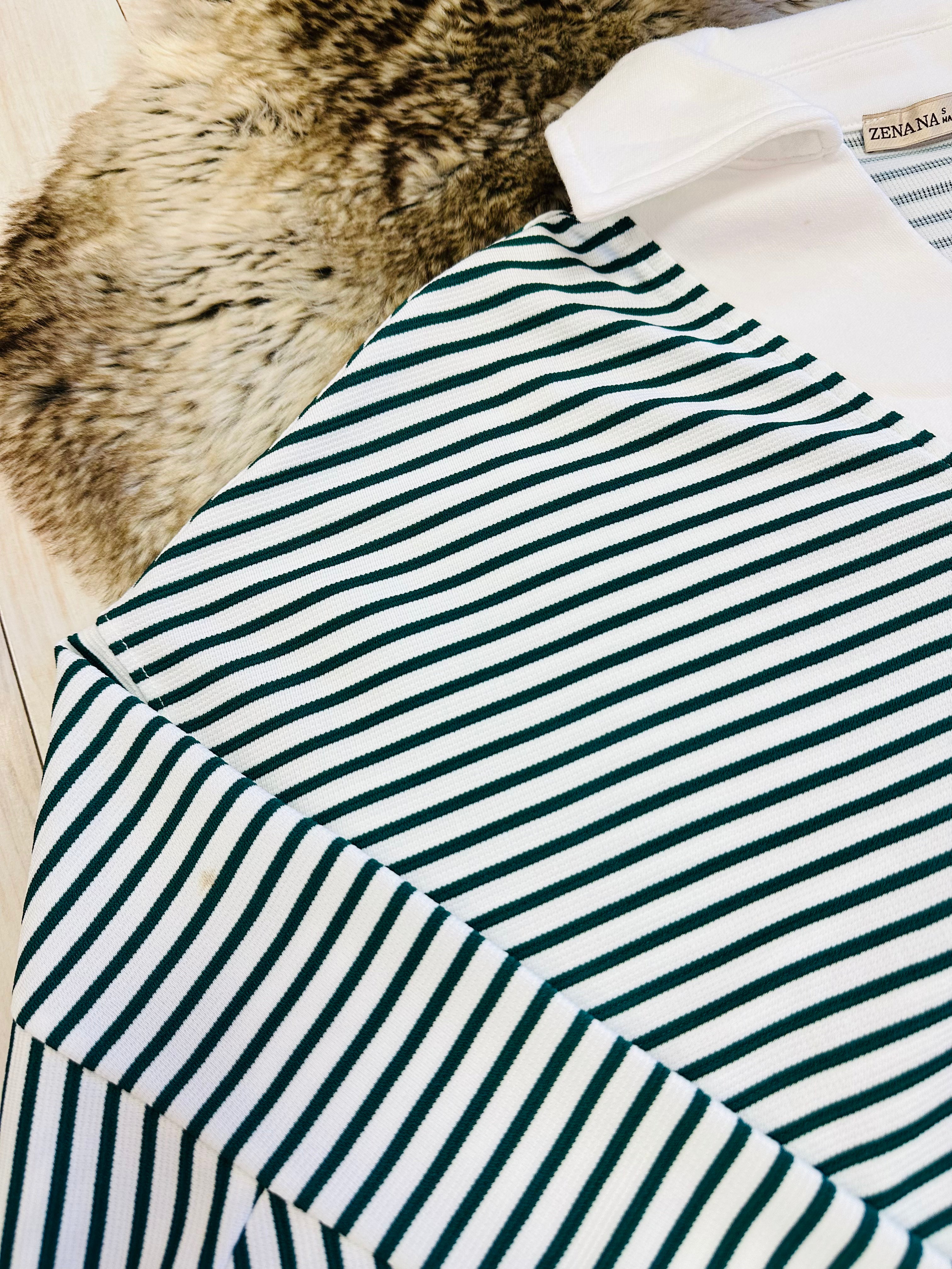 Stained Women’s Zenana Dark Green Striped Collared Set