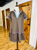 Women’s Taupe Boho Ruffle Sleeve Mini Dress