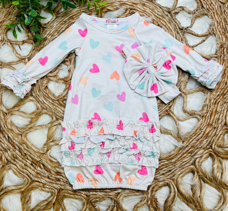 Clover Cottage Hearts Baby Gown