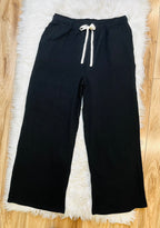 Women’s Black Ribbed Top and Drawstring Pant Set