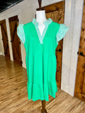 Women’s Umgee Curvy Green Flutter Sleeve Dress