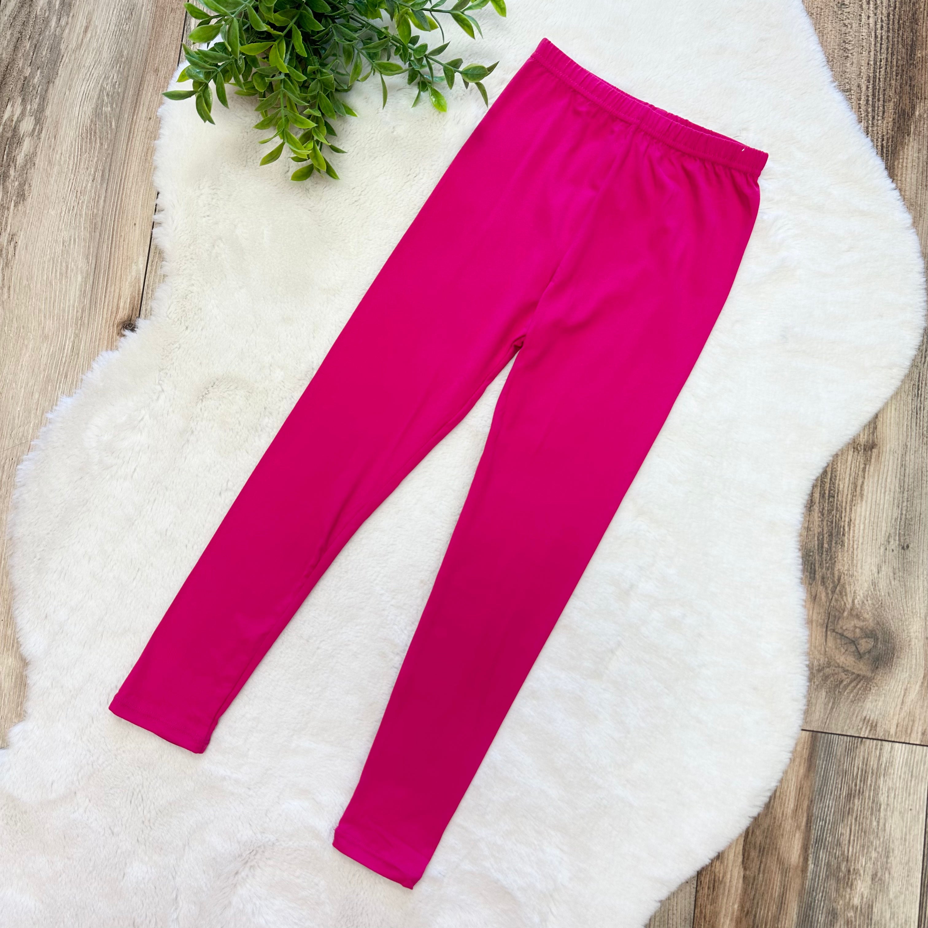 Kids Butter Soft Stretch Leggings- in Color Neon Fuchsia