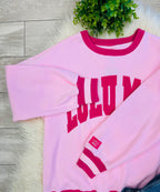 Women’s LuLu Mac Light Pink/Hot Pink Stitch Sweatshirt - Oversized  Fit