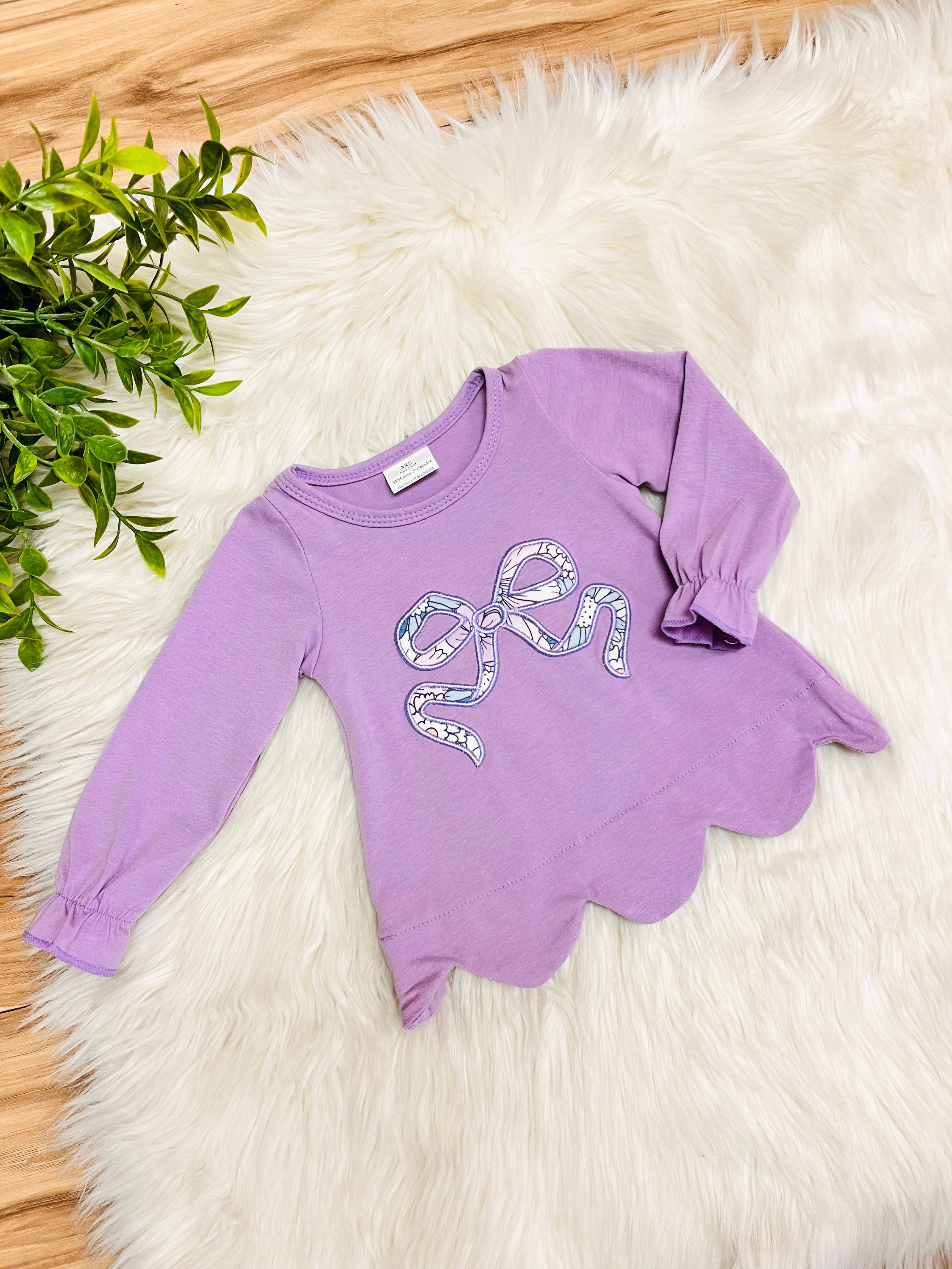 Girl’s Purple Floral Bow Outfit