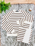 Women’s Evermmee Brown Stripe Long Sleeve Pant Set- True to Size