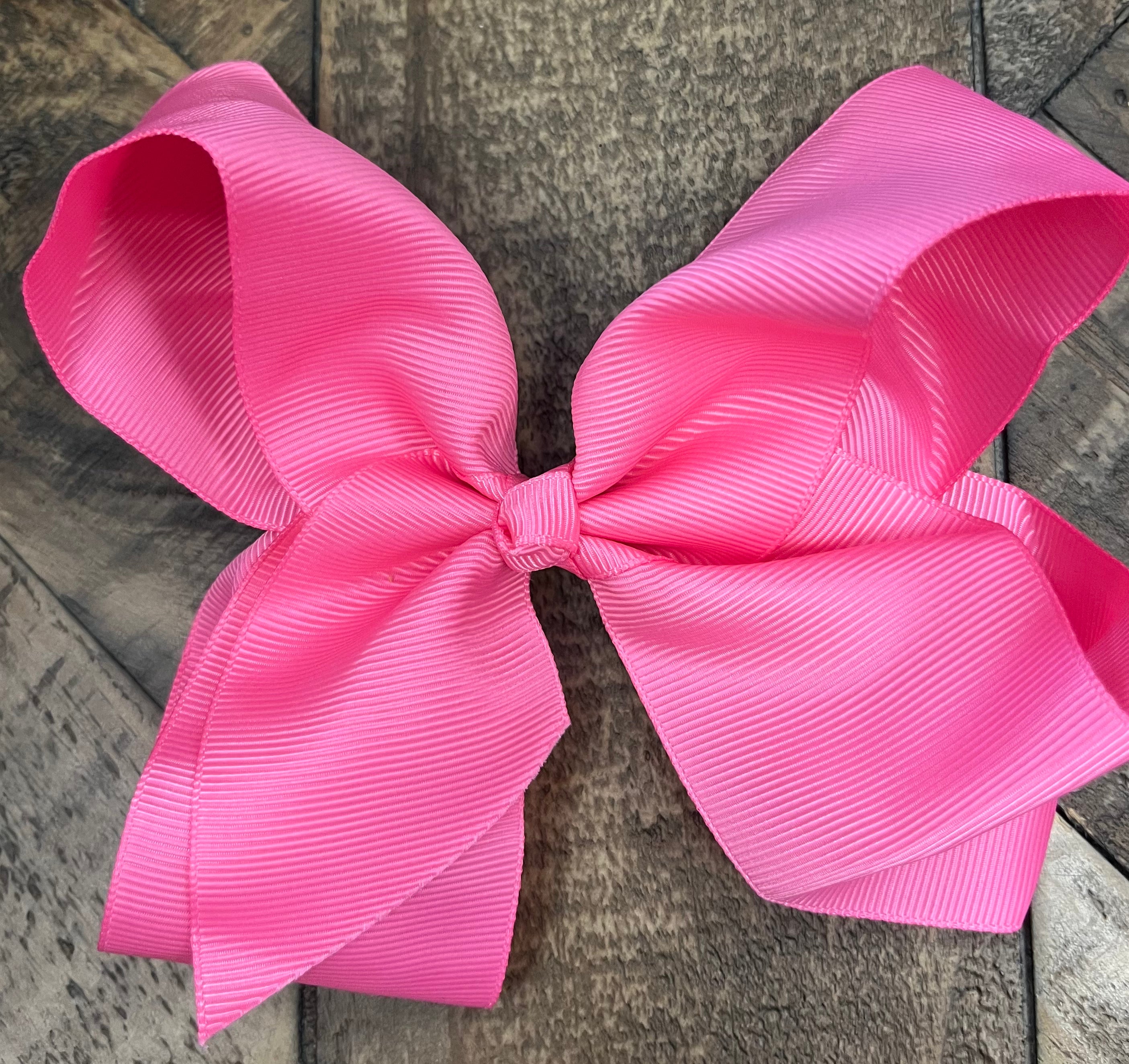 Hair Bow 6” Alligator Clip - Candy Pink