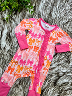 Girl’s Bright Orange and Pink Bow Zipper Sleeper