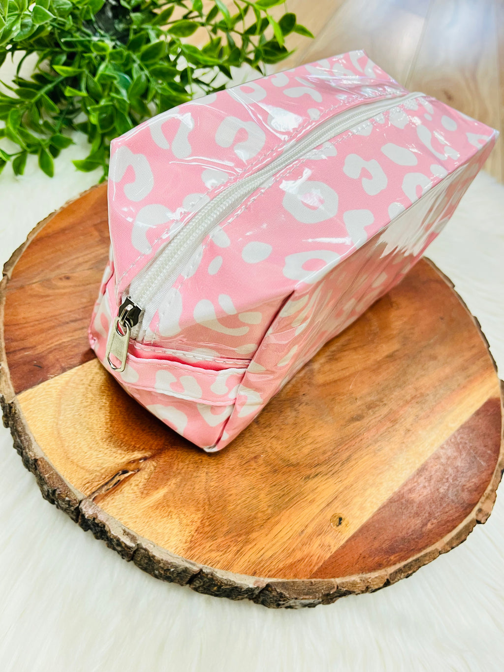 Pink Leopard Print Cosmetic Bag