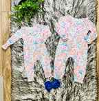 Girl’s Multi Color Floral Button Fly Romper
