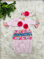 Girls Haute Baby Bandera Blossom Gown and Headband Set
