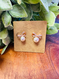 Rose Gold Bow & Pearl Earrings