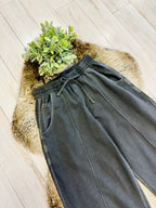 Women’s Charcoal Grey Wide Leg Crop/Petite Pants by Zenana- True to Size