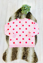 Women’s Pink Mock-neck Polkadot Crewneck