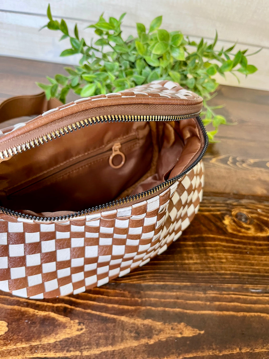 Women’s Brown Woven Crossbody Bag