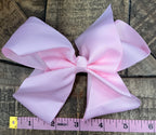 Hair Bow 6” Alligator Clip - Baby Pink