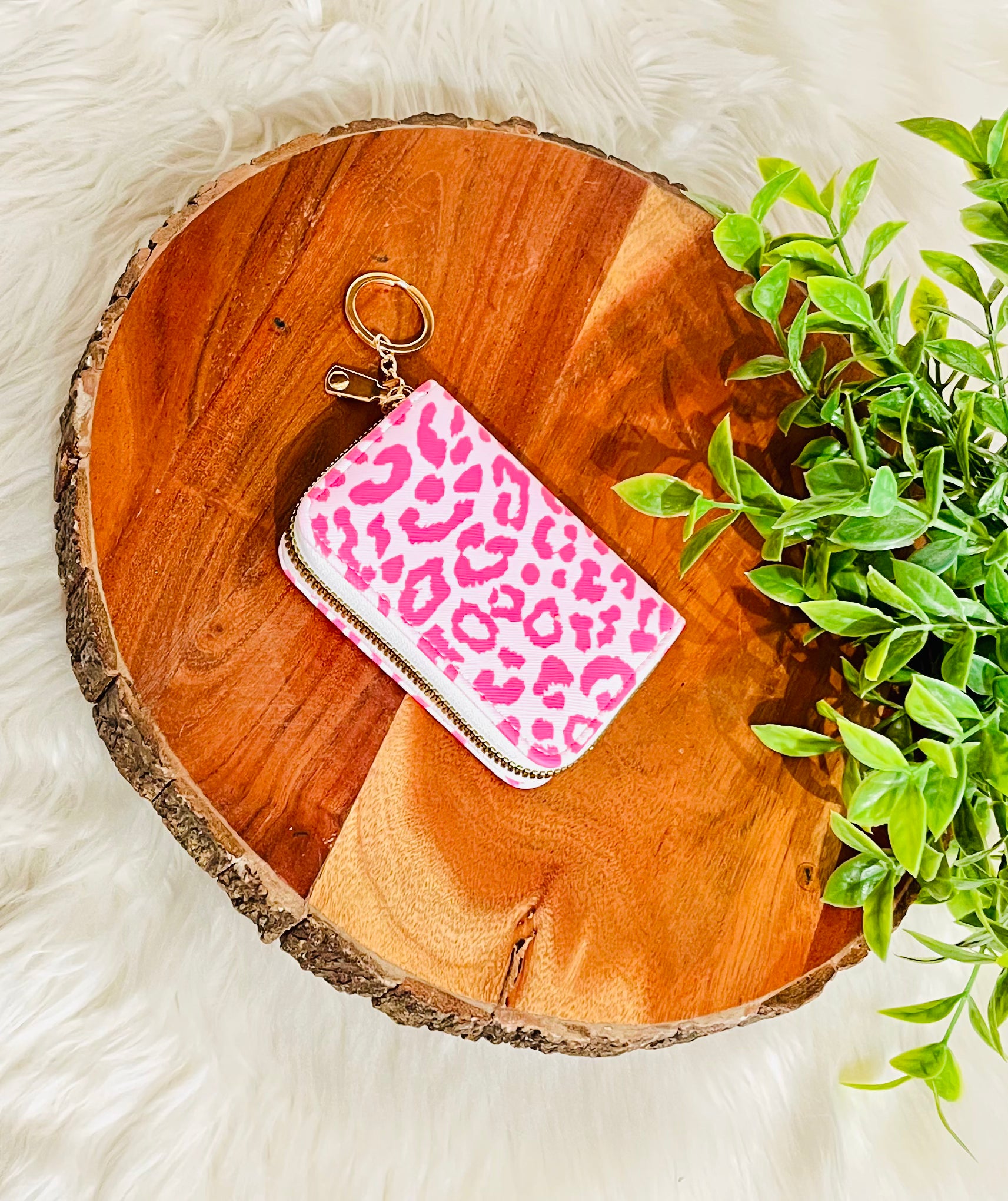 Hot Pink Cheetah Print Zipper Wallet