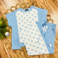 Women’s Evermmee Blue and White Polka Dot Pant Set