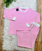 Women’s Zenana Light Pink Striped Ribbed Set