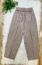 Women’s Brown Gingham Knit Pants- True to Size