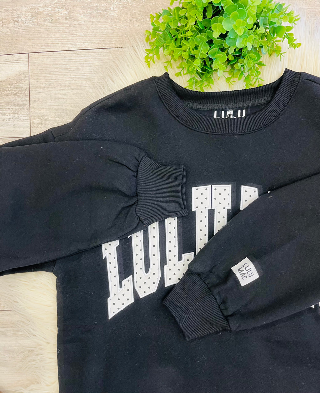 Women’s LuLu Mac Black/White Polka Dot Sweatshirt - Oversized Fit