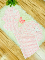Girl’s Quarter Zip Pink Gingham Bow Print Skort Outfit