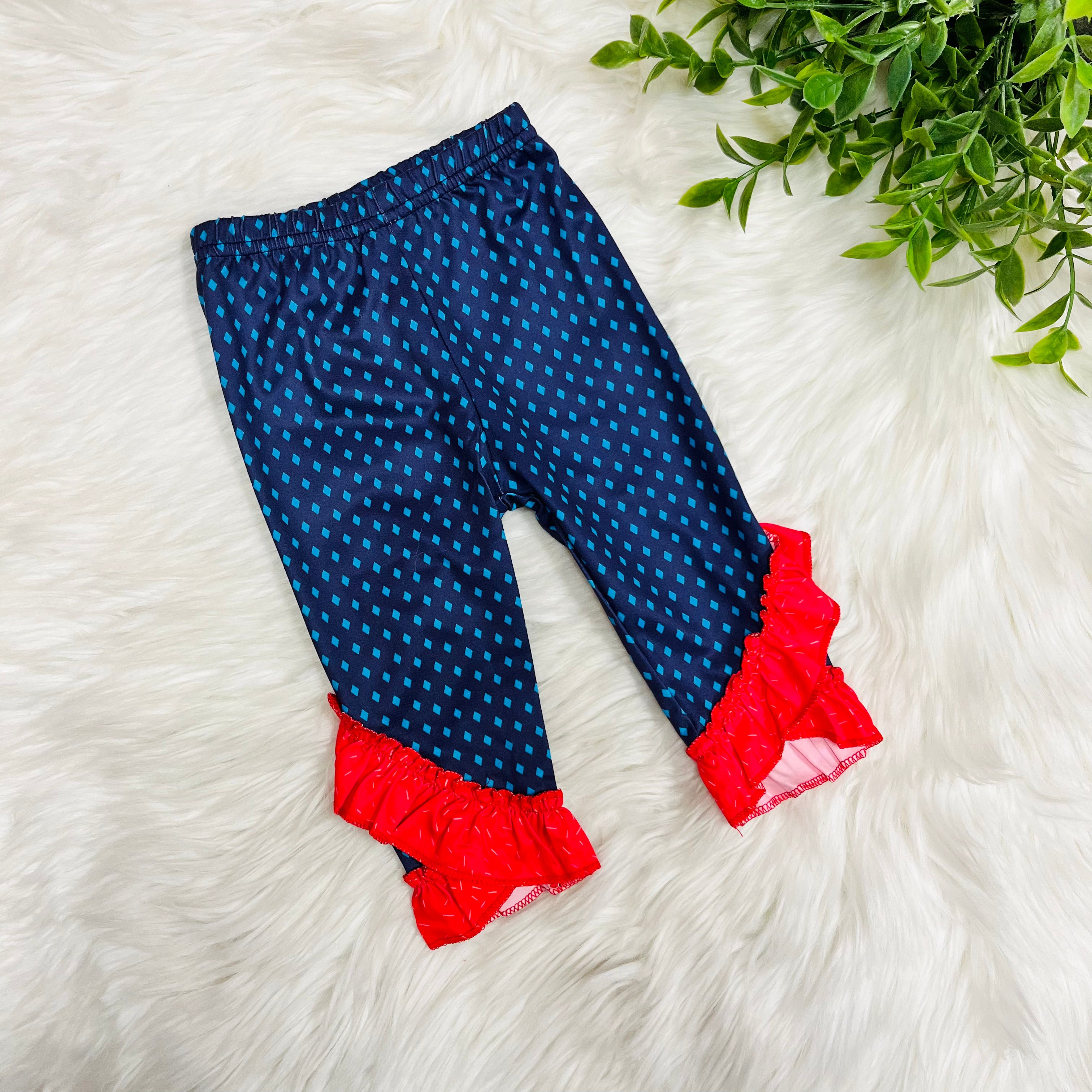 Girl’s Red and Navy Mixed Print Set