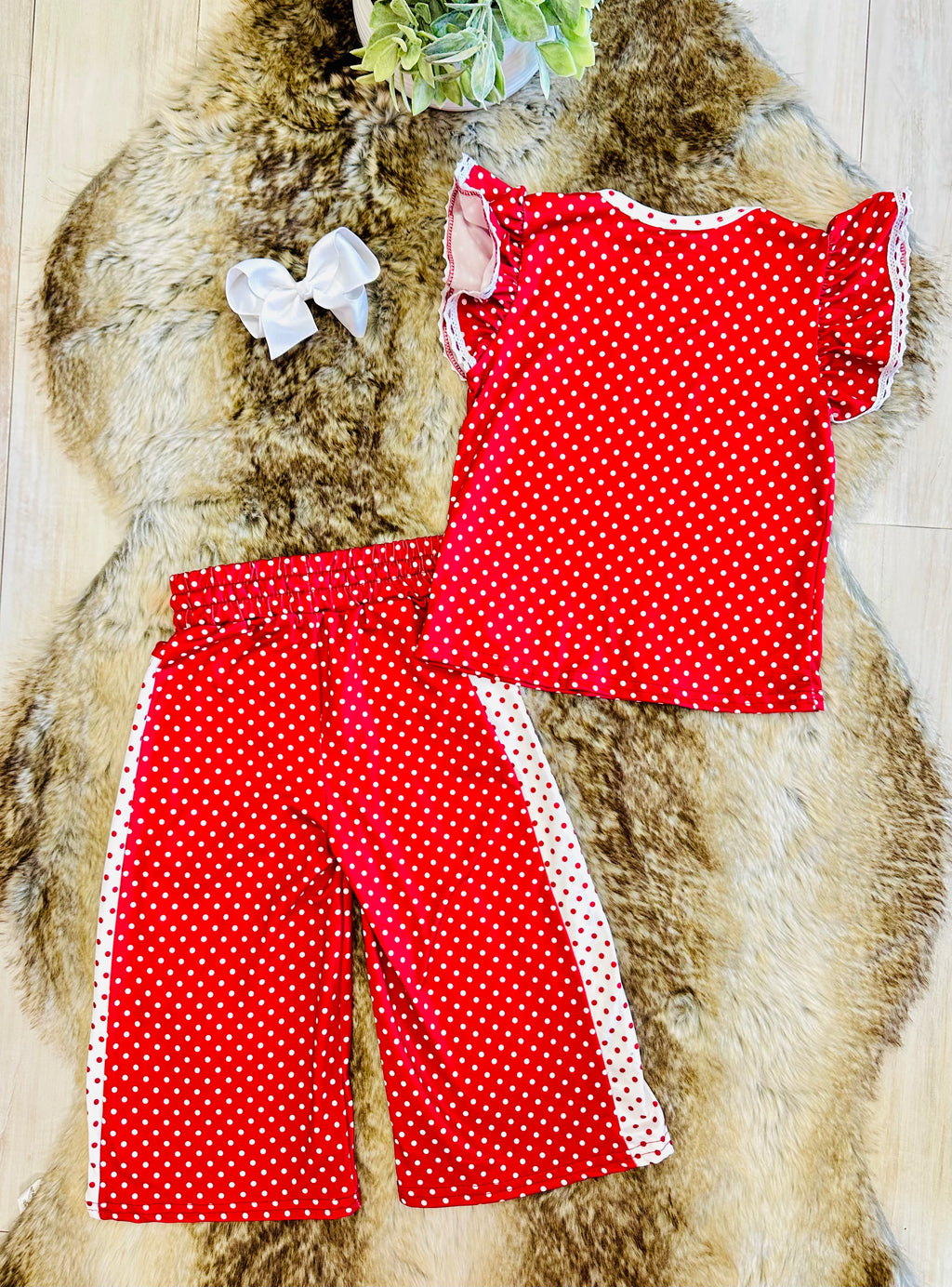 Girls Red & White Polka Dot Outfit