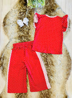 Girls Red & White Polka Dot Outfit