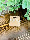 Women’s Gold Pale Pink Bow Earrings
