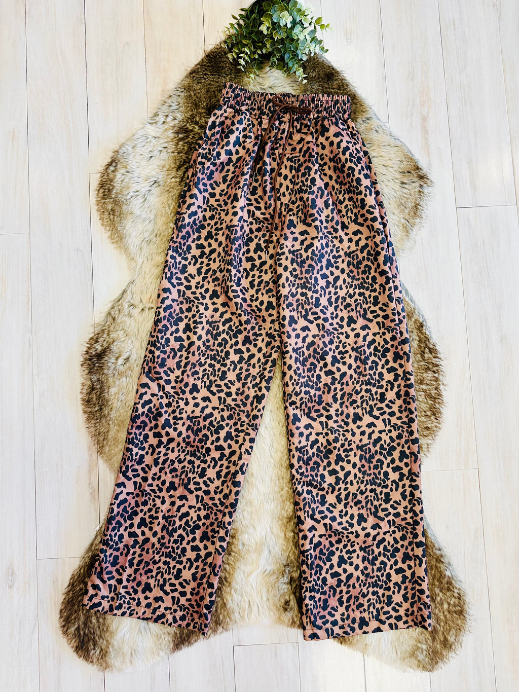 Women’s Regular and Curvy Leopard Print Pants with Pockets- True to Size