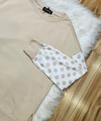 Women’s Evermmee Tan Polka Dot Sleeve Top- True to Size