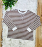 Women’s Zenana Mocha Striped Ribbed Pant Set