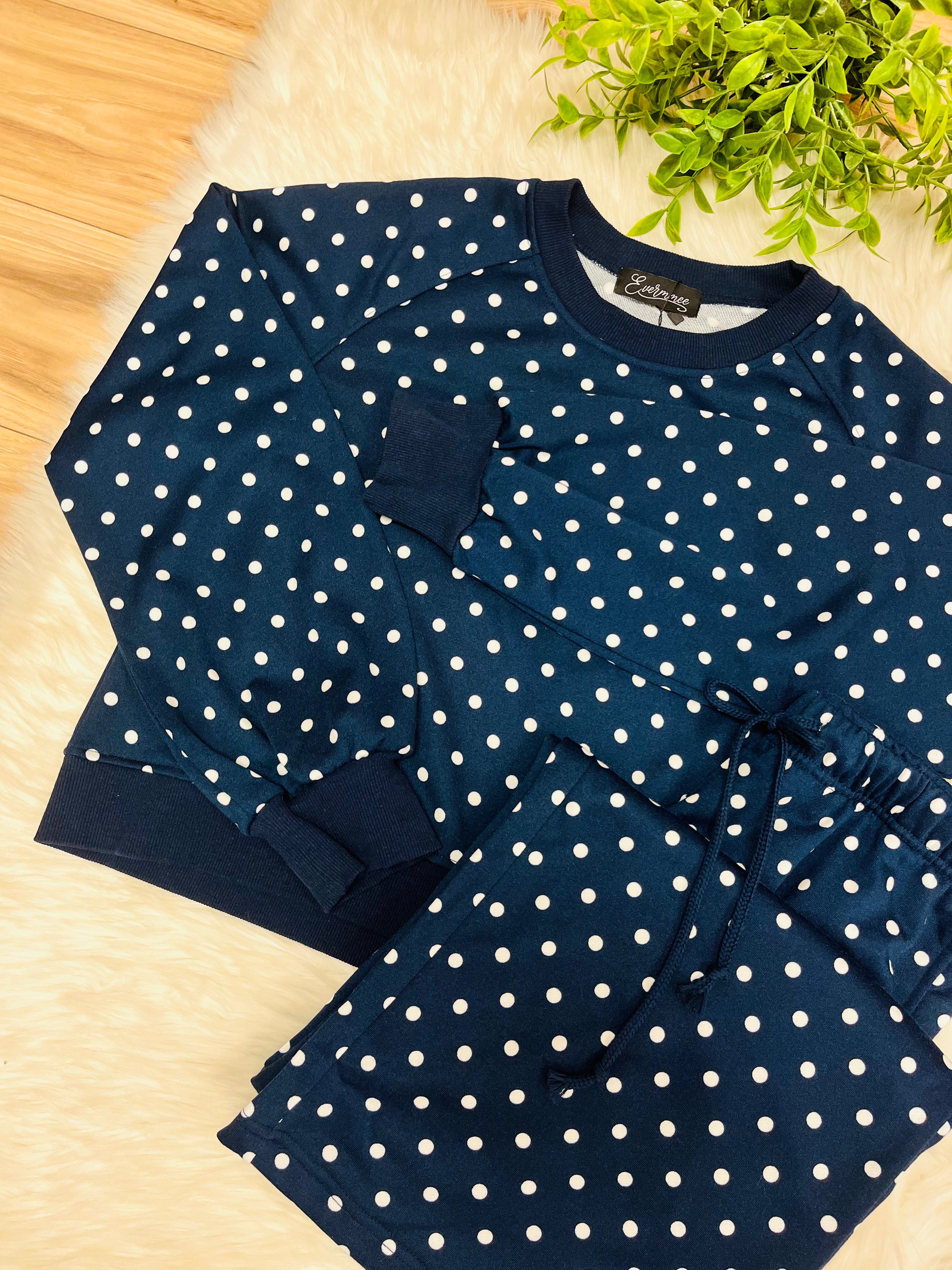 Women’s Evermmee Navy Set with White Polka Dots- True to Size