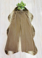 Women’s Mocha Wide Leg Crop/Petite Pants by Zenana- True to Size